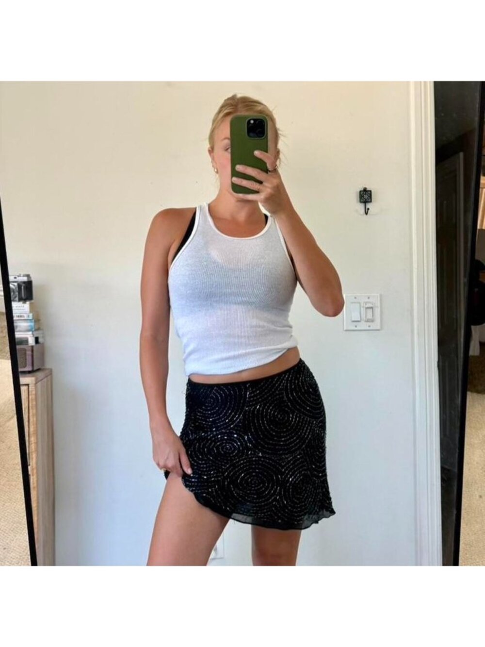 EXPRESS SEQUIN BEADED BLACK MINI SKIRT Y2K SIZE 5/6